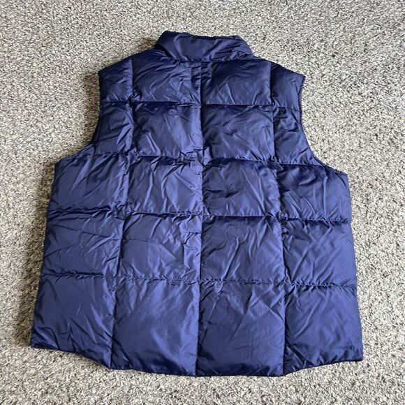 Lands End Navy Puffer Vest Goose Down Nylon Packable Mens XL 46-48 Snap - Picture 3 of 5